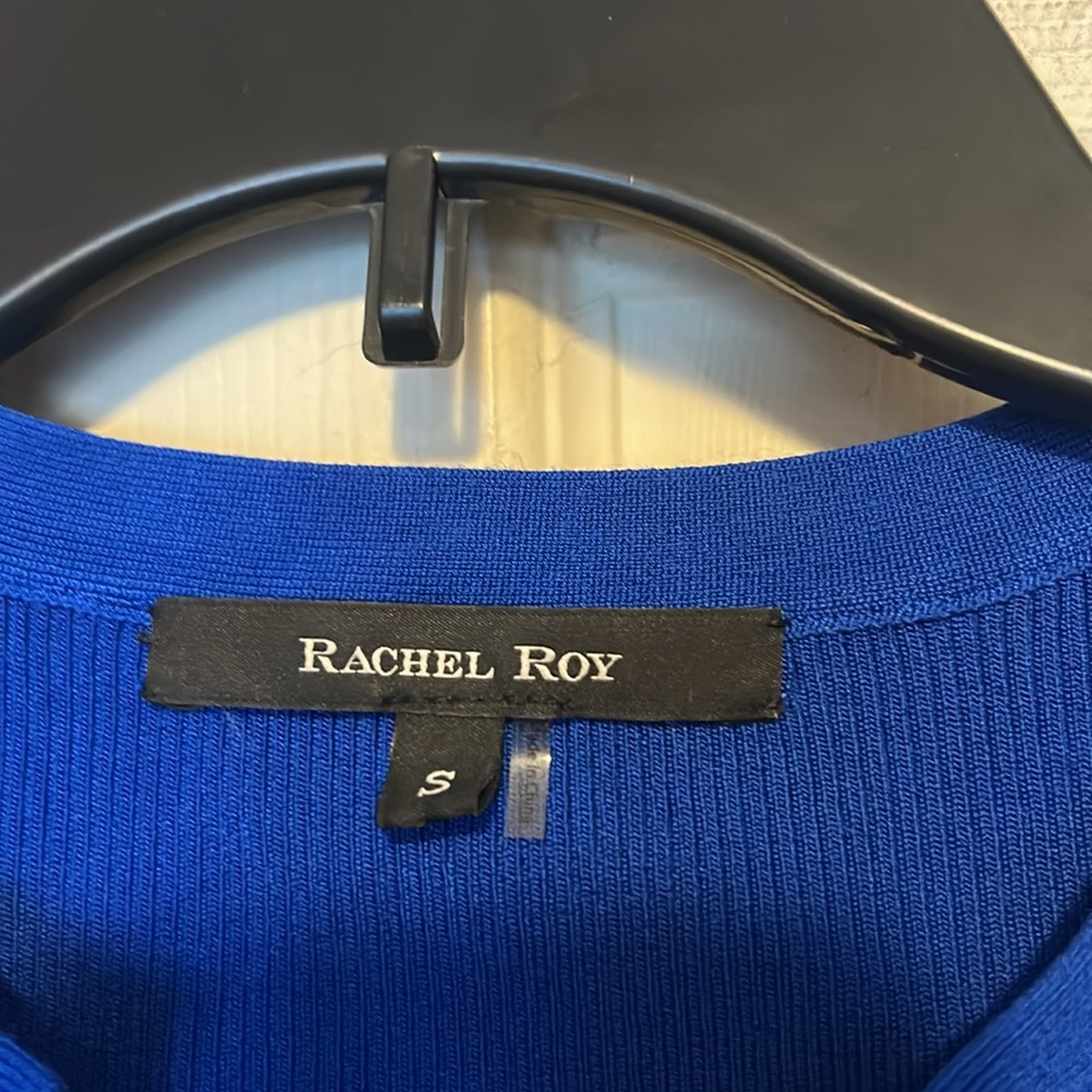 Rachel Roy Blue Ruffle Neck Top Size Small - Picture 4 of 7